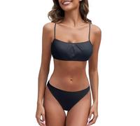 Genérico Bikinis Tallas Grandes Trajes de Baño Mujer 2026 Bikini con Tirantes Transpirables para Mujer,Traje de Baño Playa,No Tierno,Translúcido,Corte Bañador Talla Grande Bañadores (Black,XL)