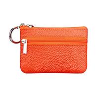 Genérico Billetera Hombre - Cartera Cuero Hombre Ring Mini Zipper Leather Pouch Little with Purse Key Wallet Women's Wallet (Orange One Size)