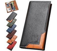 Genérico Billetera Vintage de la tasa de Vaca, Las billeteras de Tarjetas largas de Cuero para Hombres, Bloqueo RFID RFID Carteras para Hombres Regalo, elegía upliftjoys Vaca Vintage Billet,Black