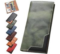 Genérico Billetera Vintage de la tasa de Vaca, Las billeteras de Tarjetas largas de Cuero para Hombres, Bloqueo RFID RFID Carteras para Hombres Regalo, elegía upliftjoys Vaca Vintage Billet,Green