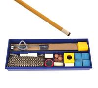 Genérico Billiard Cue Repair Set - Complete Tip Replacement Kit with Chalk Block Sander | For Pool Cues, Includes Adjustable Clamp, Sandpaper, Glue, Easy To Carry Use, Home Club Use