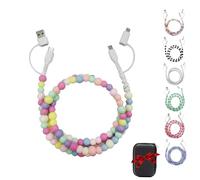 Genérico Biographyn Beaded Charging Cord 4 in 1,3.3ft, Fast 66W USB A/C to iOS/Type-C Multi Charging Cord, Anti-Tangle Cute Beaded Phone Charger,Suitable for mobile phones, tablets, etc (E)