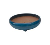 Genérico BIOMATA Maceta Bonsai Ceramica Redonda 19,3x19,3x6,4 cm | Diametro de Boca 17 cm | Macetero Bonsai Hecho en Japón | Tiesto con Agujero de Drenaje Color Azul Lívido | Árbol no Incluido
