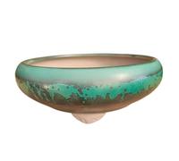 Genérico BIOMATA Maceta Bonsai Ceramica Redonda 19,5x19,5x7 cm | Macetero Bonsai Hecho en Japón | Tiesto con Agujero de Drenaje | Color Verde Metalizado | Árbol no Incluido