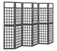 Genérico Biombo/Enrejado de 6 Paneles Madera de Abeto Negro 242,5x180 cm,Mobiliario,Divisores de ambientes-316485