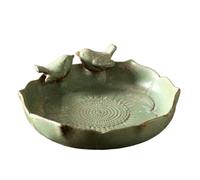 Genérico Bird Bath Ceramic - 25.5cm 10 Inch | Multifunctional Garden Birdbath and Food Container, Parrot Watering Dish | Outdoor Deck, Balcony, Lawn Decor For Birds and Pets