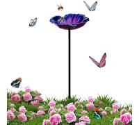 Genérico Bird Bath for Outside, Reflective Petals Design Bee Water Station Pole, 25.5in Height Garden Bird Bath, for Deck, Patio, Backyard, Balcony, Railing, Ground, Pool