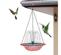 Genérico Bird Bath with Fountain, Solar Powered Pump, Colgando Bird Feeder Combo, Decorative Garden Feature, for Wildlife, Kids, Nature Lovers, Porch, Backyard, Outdoor Deck