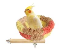 Genérico Bird Bed for Cage - Wood Flannel Iron PP | Canary Nest Perch Toy 17 x 10 cm Rod 15 x 2 cm | Warm Small Nesting Bed for Cockatiel Canary Finch Macaw Parrot African Grey Conure Pet Supplies