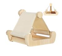 Genérico Bird Bed - Wood + Oxford Cloth, 7.28x7.09x6.69in Wooden Sleeping Swing Multi-Resting Design with Swing & Hammock | Easy-Clean Drawer Tray Resting Bed For Small To Medium Birds, Parrot Cage