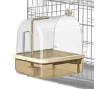 Genérico Bird Cage Bath with Stand, 2-Mode Automatic Shower Perch Bathtub, Adorable Chew-Proof Indoor Aviary Bird Baths for Travel, Show, Breeding and Daily Care, 8.86x7.87x10.24 Inches