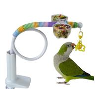 Genérico Bird Cage Perch, Parakeet Cage Toy, 27 Inch Perch Bell Bowl Clip Toys, Bird Stand Parakeet Cockatiel Lovebird Finch Training Foraging Toy, Cages Hanging Perchs, Birds Boredom Relief Toys