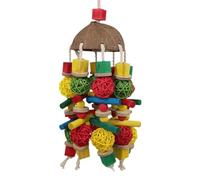 Genérico Bird Cage Toy - 20.87 Inch Macaw Enrichment | Wooden Çoconut Shell - 53cm Colorful Chewing Ladder for Parrots, Parakeets and Cockatiels, Ideal for Mental Stimulation and Play.