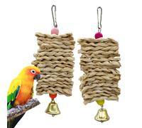 Genérico Bird Chew Toys - 7.09 Inch Natural Corn Husk Toys | 2 Piece Interactive Bird Cage Accessories, Chewing Playground Toy for Conure Cockatiels, Indoor Outdoor Patio and Window Hammock