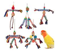 Genérico Bird Foraging Toys, Parrot Cage Chew Toys, 9.45x6.3 Inches Colorful Cotton Rope Playset, Shredding Chewy Activity for Boredom Relief, Parakeets, Multicolor