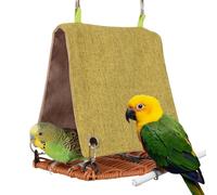 Genérico Bird Hammock, Bird Hut Swing, Accessory Rattan Look, Scratch-Resistant Hanging Nest, Parakeet Lovebird Cockatiel, Cozy Perch, Ideal for Cage and Aviary, 5.91x3.94x5.51 Inches