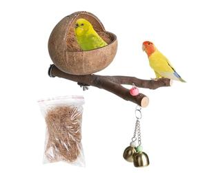 Genérico Bird House - Natural Shell Bird Nest | Nest House Hut Cage | Parakeet Nesting Box with Shredded Coconuts, Budgerigar, Love Birds, Finches Houses