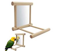 Generico Bird Mirror Toy - Hummingbird Swing Bird Perches, Natural Wood Stand for Play & Rest, Parakeets Conures Cockatiels Cage Swing Wood Mirror, Bird Cage Wooden Stand for Hummingbird Birds