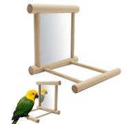Genérico Bird Parrot Mirror Toy - Hummingbird Swing Bird Perches, Natural Wood Stand For Play & Rest, Parakeets Conures Cockatiels Cage Swing Wood Mirror, Bird Cage Wooden Stand for Hummingbird Birds