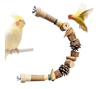 Genérico Bird Parrot Swing Toys, Natural Wood Bird Swing Toy For Parakeets Cockatiels, Wood Climbing Chewing Pine Cone String, Cage Accessories For Parrot, Conure, Cockatiel, Lovebirds and Finches