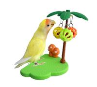 Genérico Bird Perch For Parrots - 14.6x12.9x9.2cm Pet Enrichment Toy with Chew Bells | Parrot Cage Perch | Parrot Toys For Cockatiels Parakeets Lovebirds Conures Small Medium Large Breeds, Resting