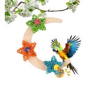 Genérico Bird Perches,with Bell Star Decor Wooden Crescent Shape Parrot Hammock | Bird Toys For Parakeets - Conure Cockatiel Lovebird Canary Macaw African Grey Cockatoo