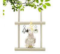 Genérico Bird Swings - Wooden 8 Inch Perch Ladder with Bell | Hummingbird Swing, Cockatiel Conure Lovebird Canary Guinea Bunny Cage Toy, Climbing Perch and Play Accessory