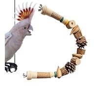 Genérico Bird Toy Natural Wood Chew - Climbing Hanging Toy Effectively. | Pine Cone Nut and Wooden Block Parrot Ladder | Bird Toy | for Parrots Cockatiels Conures Lovebirds Budgies Macaws