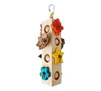 Genérico Bird Toys - Wooden Cockatiel Chew Accessories for Enrichment | Organic Timber with Foraging Blocks & Cotton Rope for Gnawing, Pecking, Climbing and Entertaining Parakeets Budgies Finches