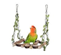 Genérico Bird Toys - Wooden Parrot Chewing Climbing Hammock Stand 14x10x19cm 32x10x2cm | Cage Perch Chew Toy Set | For African Grey Cockatoo Cockatiel Conure Budgerigar Macaw Finch Use