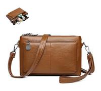 Genérico Blaciokamith, Blaciokamith Large Capacity Phone Bag Crossbody Bag, Womens Multi Pockets Soft Leather (Brown)