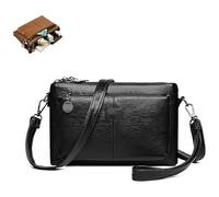 Genérico Blaciokamith, Blaciokamith Large Capacity Phone Bag Crossbody Bag, Womens Multi Pockets Soft Leather (Black)