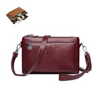 Genérico Blaciokamith, Blaciokamith Large Capacity Phone Bag Crossbody Bag, Womens Multi Pockets Soft Leather (Burgundy)