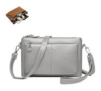 Genérico Blaciokamith, Blaciokamith Large Capacity Phone Bag Crossbody Bag, Womens Multi Pockets Soft Leather (Light gray)