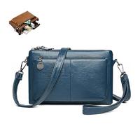 Genérico Blaciokamith, Blaciokamith Large Capacity Phone Bag Crossbody Bag, Womens Multi Pockets Soft Leather (Blue)