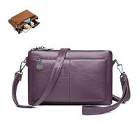 Genérico Blaciokamith, Blaciokamith Large Capacity Phone Bag Crossbody Bag, Womens Multi Pockets Soft Leather (Purple)
