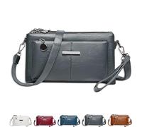 Genérico Blaciokamith Large Capacity Mobile Phone Bag Crossbody Bag, Blaciokamith Retro Multi-pocket Soft, Versatile (Gray)