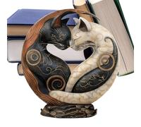 Genérico Black and White Cat Statue, Resin Intricate Desktop Figurine Cat Art Ornament for Thanksgiving, Holiday, Birthday, Office, Home, Living Room, Mantel