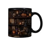 Genérico Black Cat Mug, Gothic Halloween Heat Insulation Drinkware | Ghost Black Cat Bookshelf Mug for Tea Milk Water Juice Home Party Dorm Cafe Apartment Book Lovers