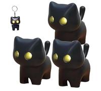 Genérico Black Cat Night Light Keychain, Funny Press Balls LED Glowing Black Cat Pendant, Cute Animal Keychains, Creative Press Balls LED Toy (3pcs)