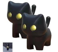 Genérico Black Cat Night Light Keychain, Funny Press Balls LED Glowing Black Cat Pendant Flashlight for Kitten Lovers Halloween (2pcs)