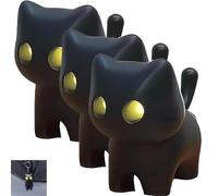 Genérico Black Cat Night Light Keychain, Funny Press Balls LED Glowing Black Cat Pendant Flashlight for Kitten Lovers Halloween (3pcs)