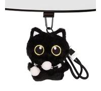 Genérico Black Cat Plush Keychain - Cute Bag Accessory for | Soft Velvet with Silver Keyring, Kawaii Kitten Charm, Backpack Hanging Ornaments for Kids, Adults, Travel and Commuting
