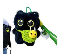Genérico Black Cat Plush Keychain, Cute Keyring Bag Charm, Soft Plush for Keys and Accessories, Fun Animal Toy Keyring with Practical Feature, Keychain for Family Friends Holiday Party