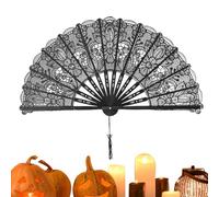 Genérico Black Lace Fan, Halloween Black Hand, 19.69x10.63inches, Elegant Wedding Decoration, Dancing Party Prop, Lightweight Foldable Design, For Family Friends Girls Daughter Granddaughter