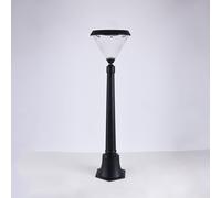 Genérico Black Solar Pillar Light Exterior Pole Lamp Remote Control Street Lighting Illumination for Lawn Patio Pathway Garden(23.62"/60cm)