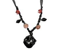 Genérico Black Stone Hand Woven Bracelet Ropes - Obsidian Necklace | Irregular Obsidian Stone Pendant Bead Necklace for Women, Men, Husband, Teens, Youth