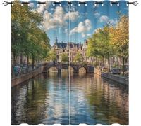 Genérico Blackout Cortinas Salon Opacas 2 Piezas 140An x 245Al cm, Arquitectura y Paisaje Cortinas Dormitorio con Ojales Anti Luz Cortina Paisajes Naturales Termica Aislantes para Dormitorio