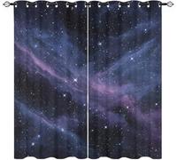 Genérico Blackout Cortinas Salon Opacas 2 Piezas 140An x 260Al cm, Cielo Estrellado de FantasíA Cortinas Dormitorio con Ojales Anti Luz Cortina PúRpura Termica Aislantes para Dormitorio Ventanas