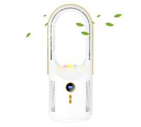 Genérico Bladeless Desk Fan, 5 Speed Quiet USB Rechargeable Table Fan
